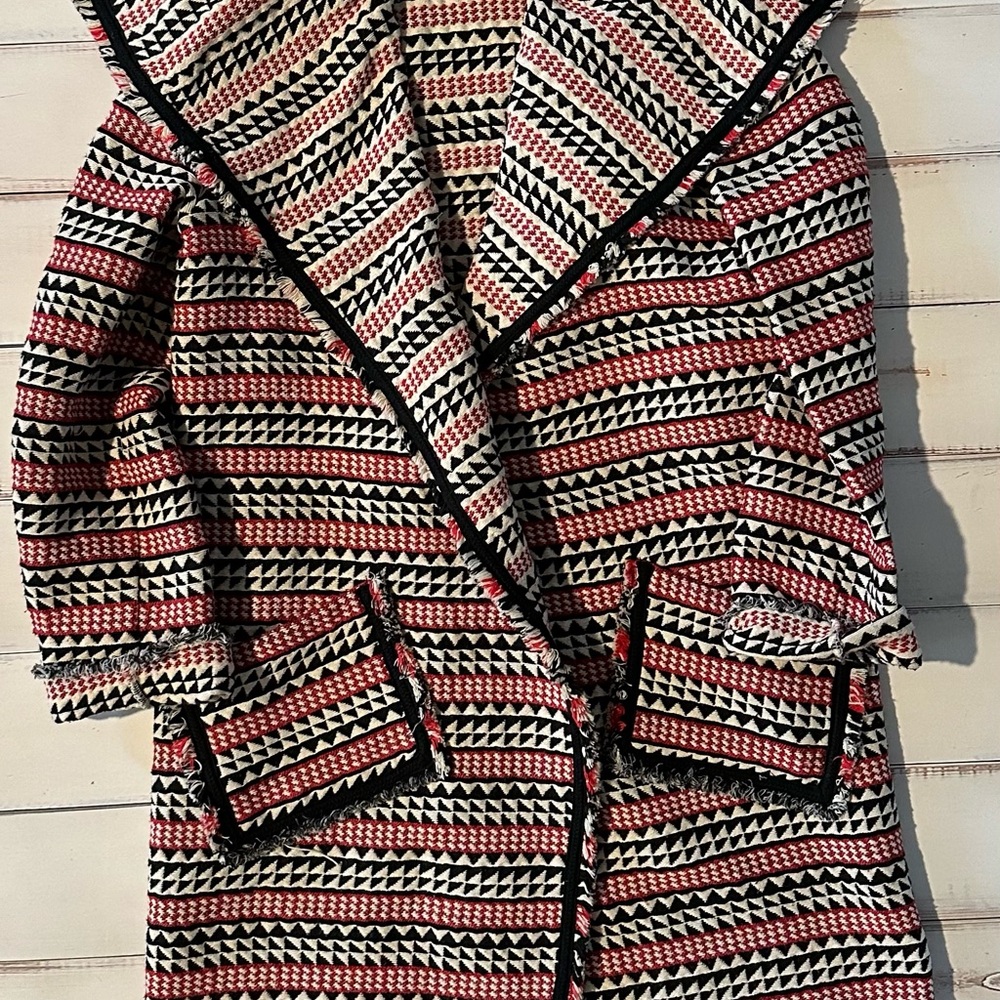 Stylish Red and Black Patterned Women's Coat